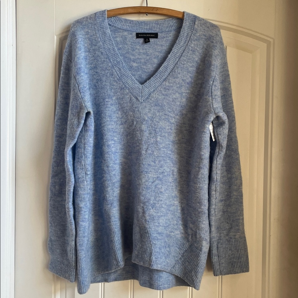 Blue marled Banana Republic merino wool sweater Sz S M oversized